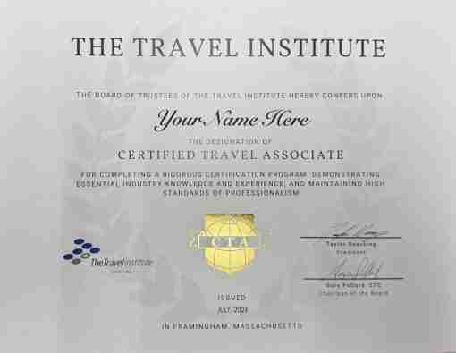 Sample Graduate Certificate with Gary and Taylor's names