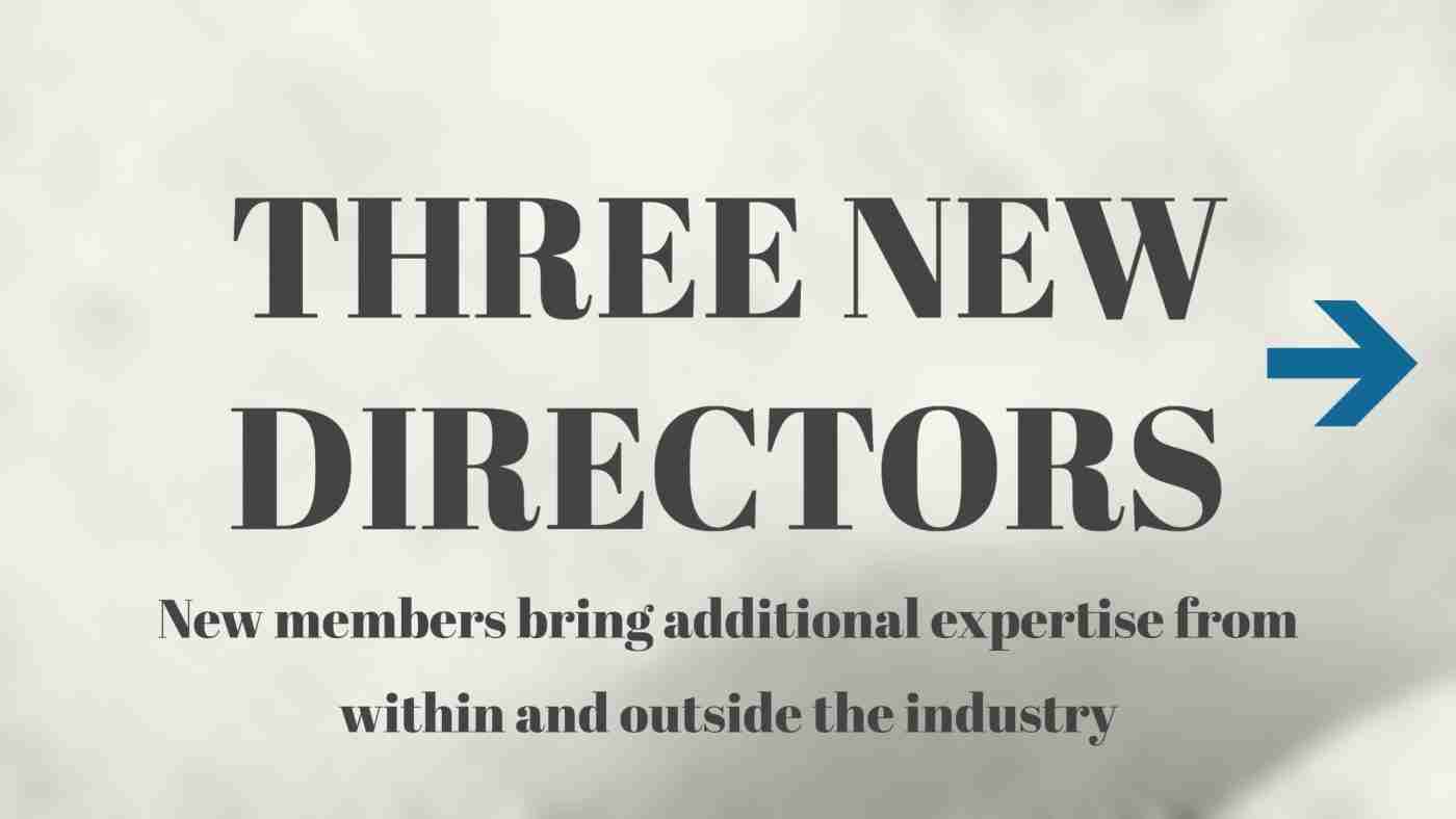 Banner announcing three new Board of Director members.