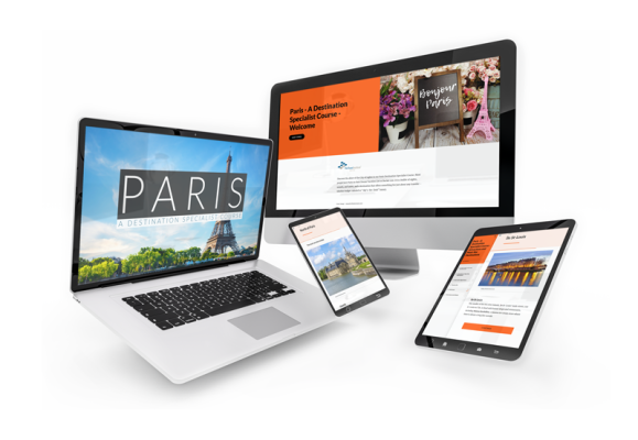 Paris course featured on a variety of computers/mobile devices.