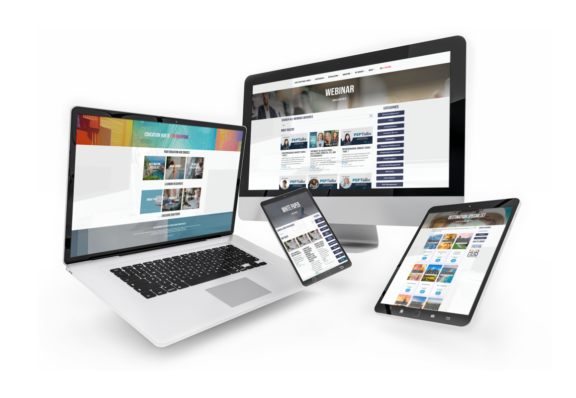 The Educaiton Hub, Featuring product content on multiple devices.