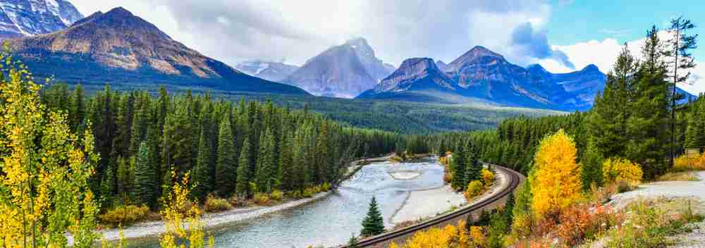 View of Morant's Curve railway near Banff, Canada