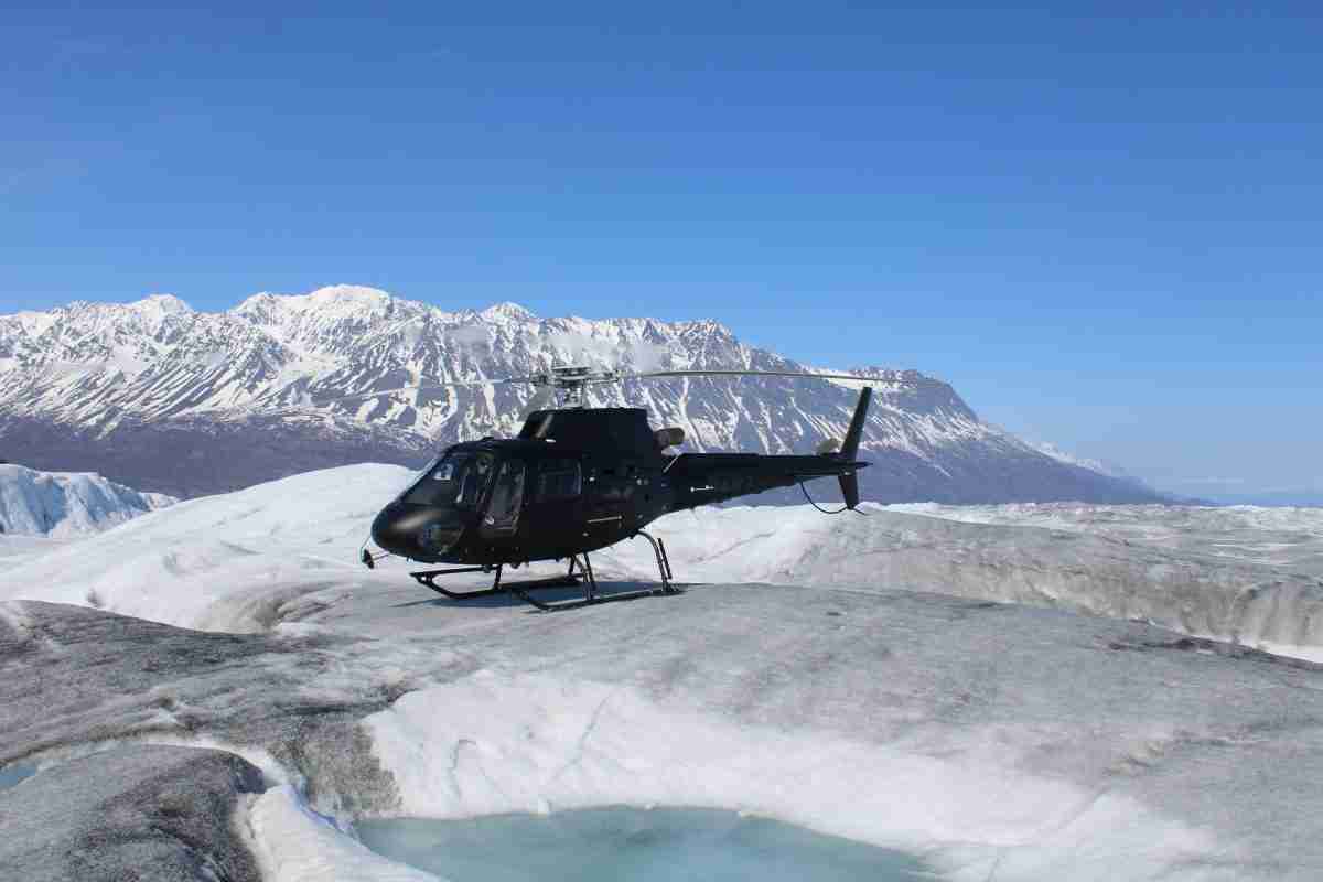 Helicopter on a glacier