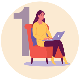 infographic of woman researching on laptop
